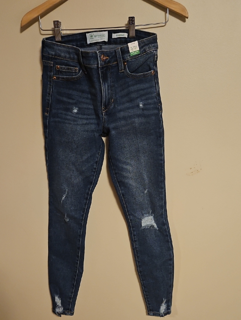 Celebrity Pink Dark Blue Distressed Skinny Jeans - JUNIOR'S
